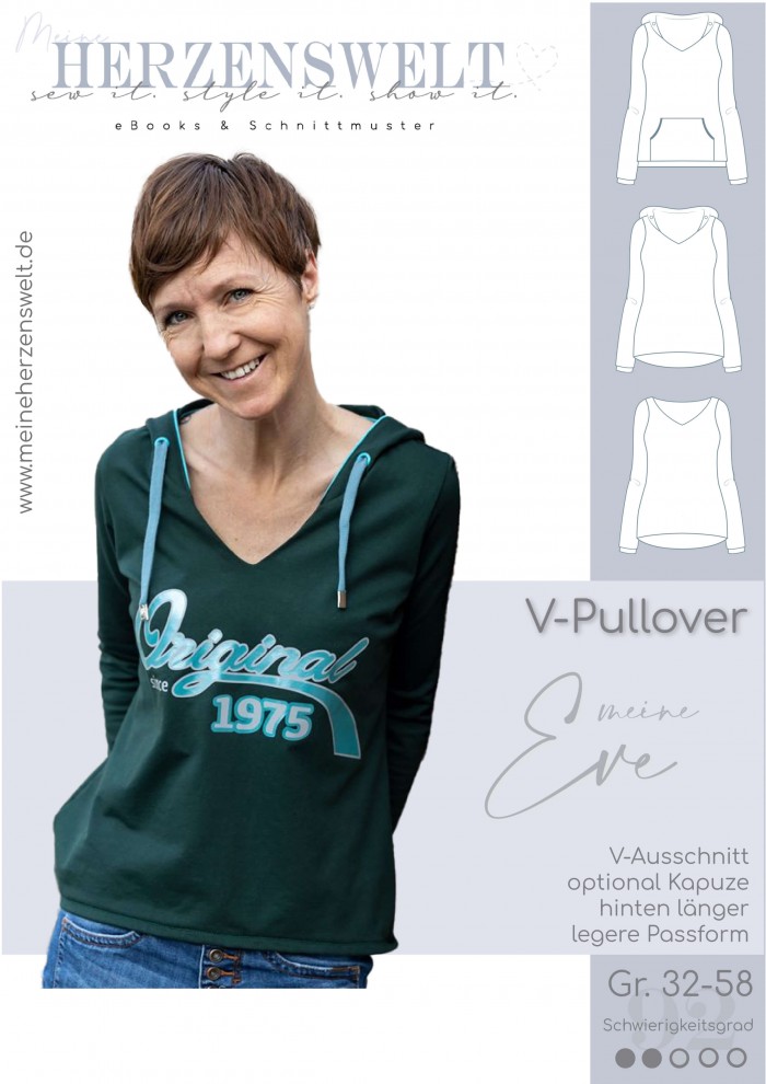 Pullover V-Pullover Eve - Damen - Schnittmuster - Nähanleitung