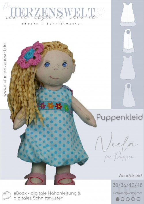 Puppenkleid - Kleid für Puppen - Nähanleitung - Schnittmuster