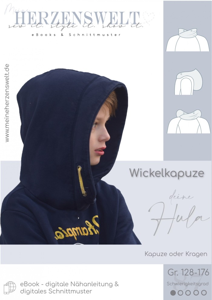 deine Hula - Kinder - Wickelkapuze für Pullover - Schnittmuster - Nähanleitung - Meine Herzenswelt