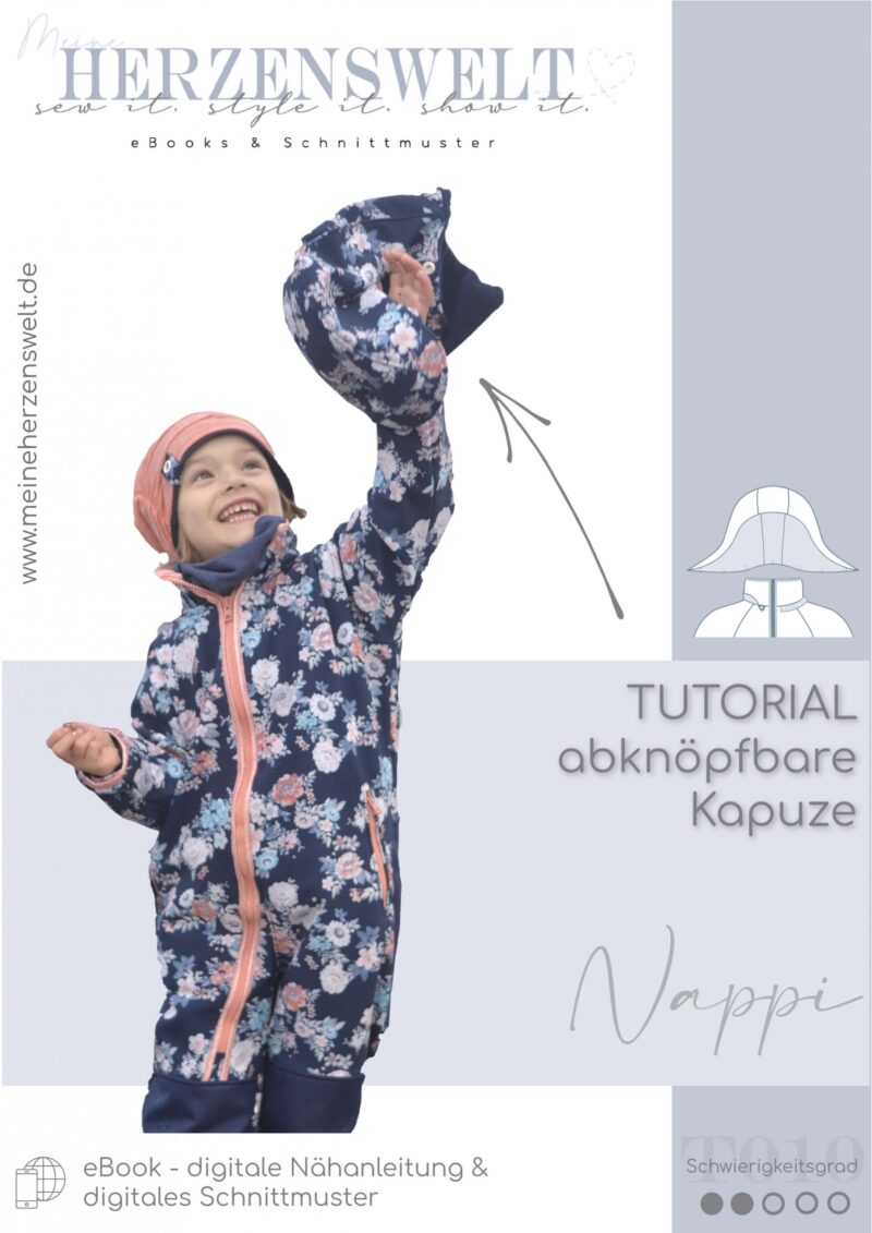 T010  Nappi abknöpfbare Kapuze Nähanleitung Schnittmuster meine herzenswelt. scaled