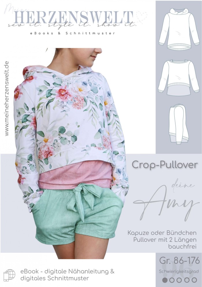 Amy Cropshirt Mädchen - Pullover - Nähanleitung - Schnittmuster