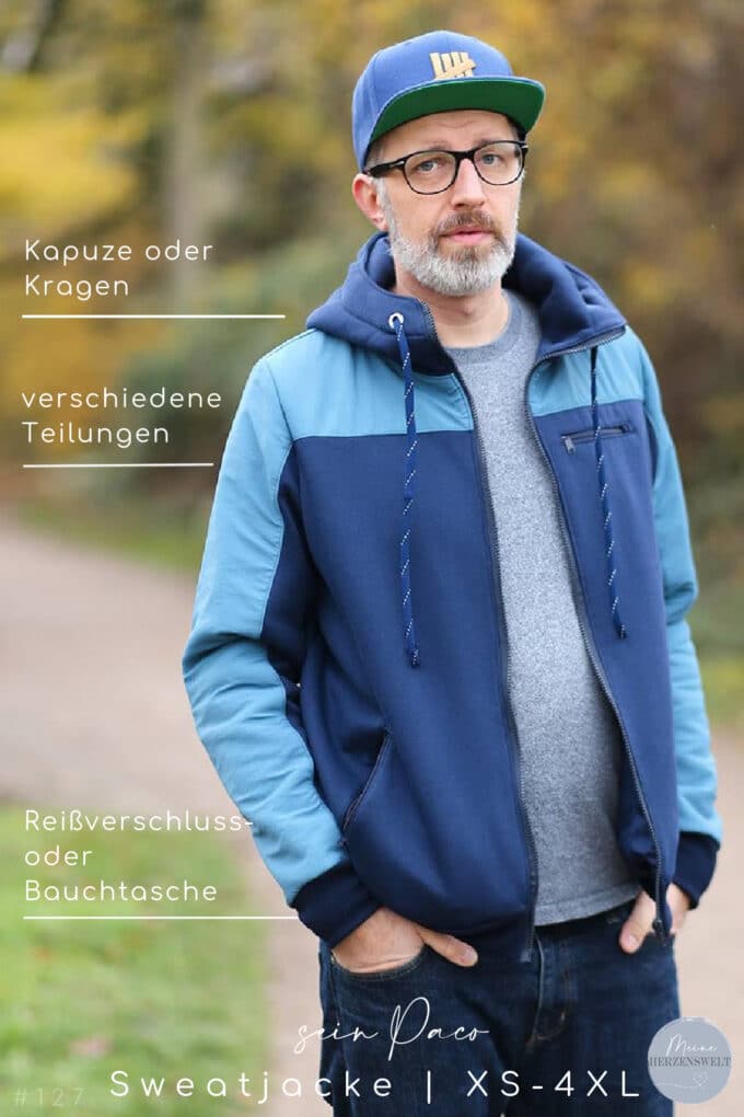 127 - Schnittübersicht - Sweatjacke - sein Paco - meine herzenswelt - Nähanleitung - Schnittmuster - Nähen - eBook1