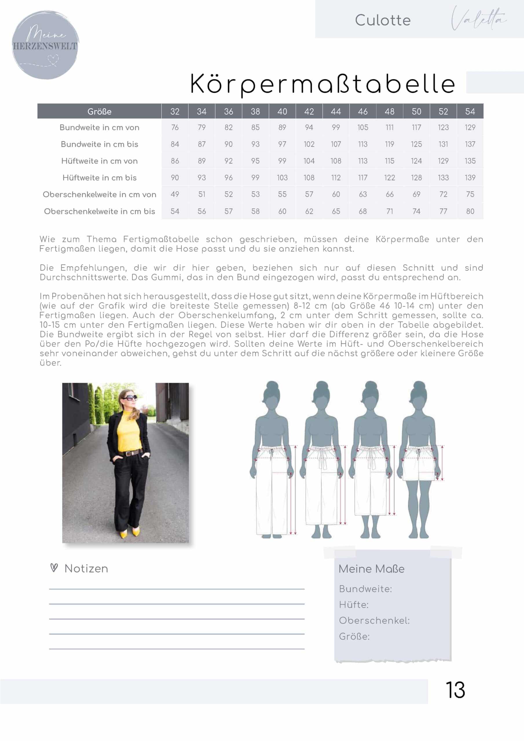 eBook Köroermasstabelle meine Valetta Culotte Damen meine herzenswelt compressed Seite 13