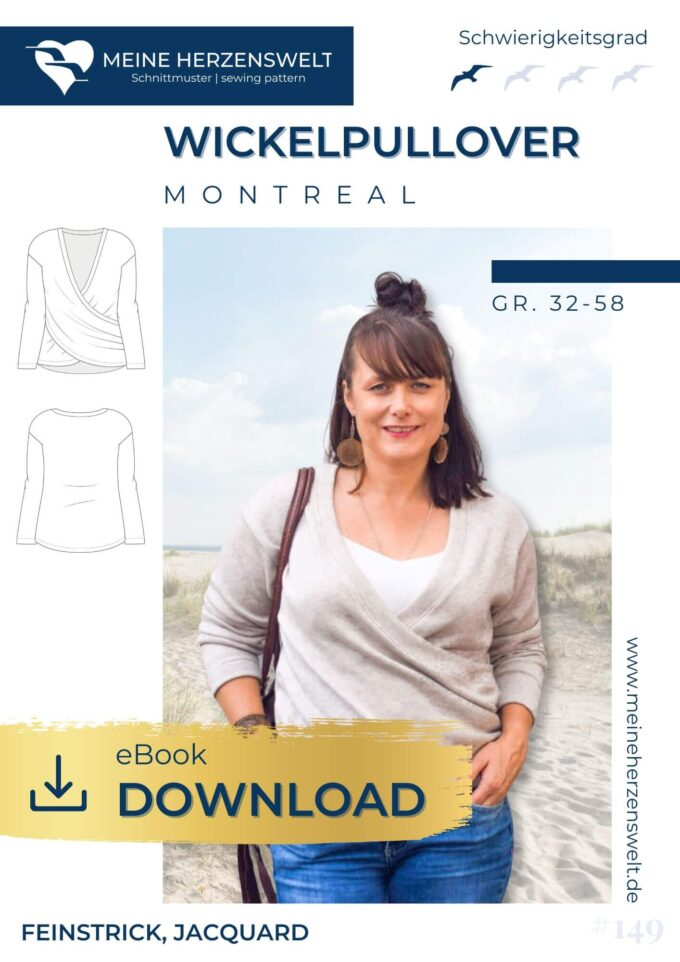 E149 Montreal Wickelpullover Schnittmuster Naehen Meine Herzenswelt