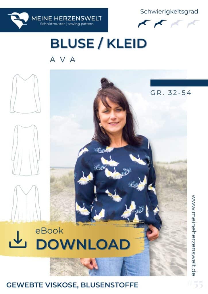 E055 Ava Bluse Kleid Schnittmuster Naehen Meine Herzenswelt