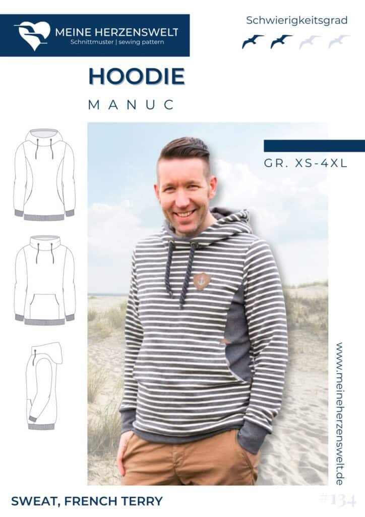 S134 Manuc Hoodie Schnittmuster Naehen Meine Herzenswelt