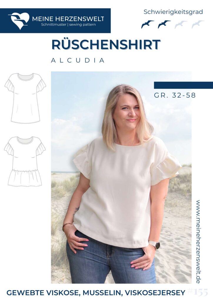 S155 Alcudia Rüschenshirt Schnittmuster Naehen Meine Herzenswelt
