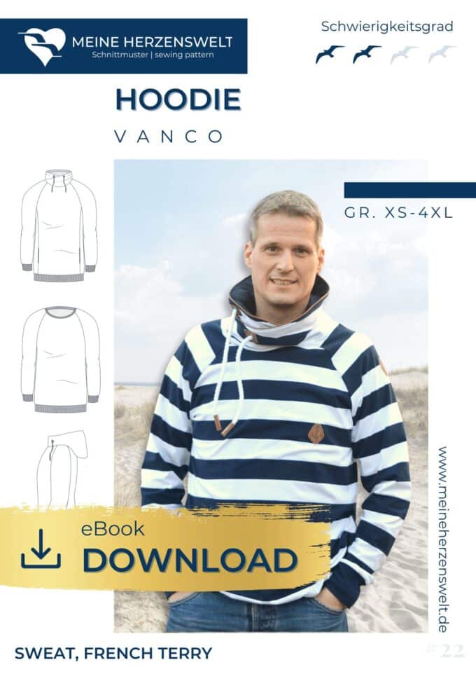 Meine Herzenswelt Schnittmuster Herren Hoodie Hoodie Herren Vanco