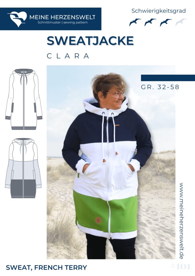 S101 Clara Sweatjacke Schnittmuster Naehen Meine Herzenswelt