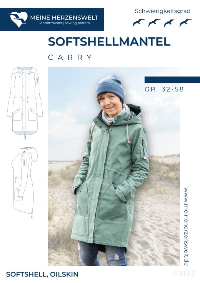 S102 Carry Softshellmantel Schnittmuster Naehen Meine Herzenswelt