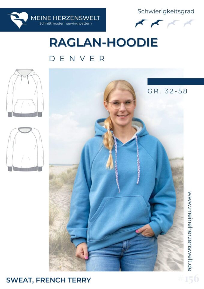 S156 Denver Raglanhoodie Schnittmuster Naehen Meine Herzenswelt