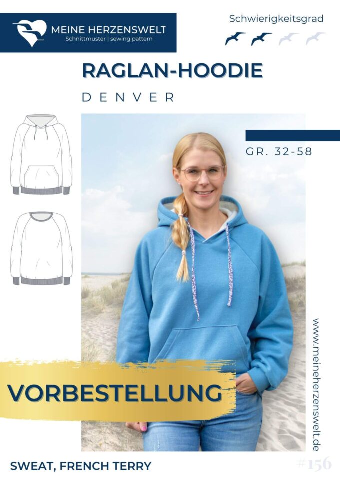 V156 Denver Raglanhoodie Schnittmuster Naehen Meine Herzenswelt