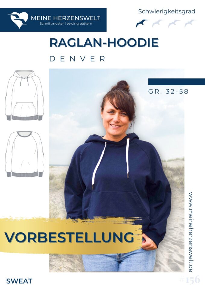 V156 Denver Raglanhoodie Schnittmuster Naehen Meine Herzenswelt