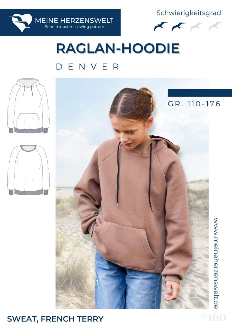 S160 Denver Raglanhoodie Schnittmuster Naehen Meine Herzenswelt