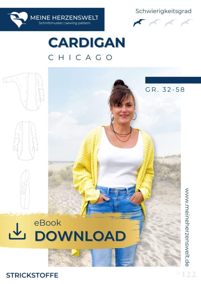 E122 Chicago Cardigan Schnittmuster Naehen Meine Herzenswelt