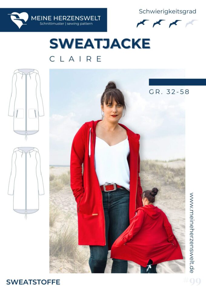 S099 Claire Sweatjacke Schnittmuster Naehen Meine Herzenswelt