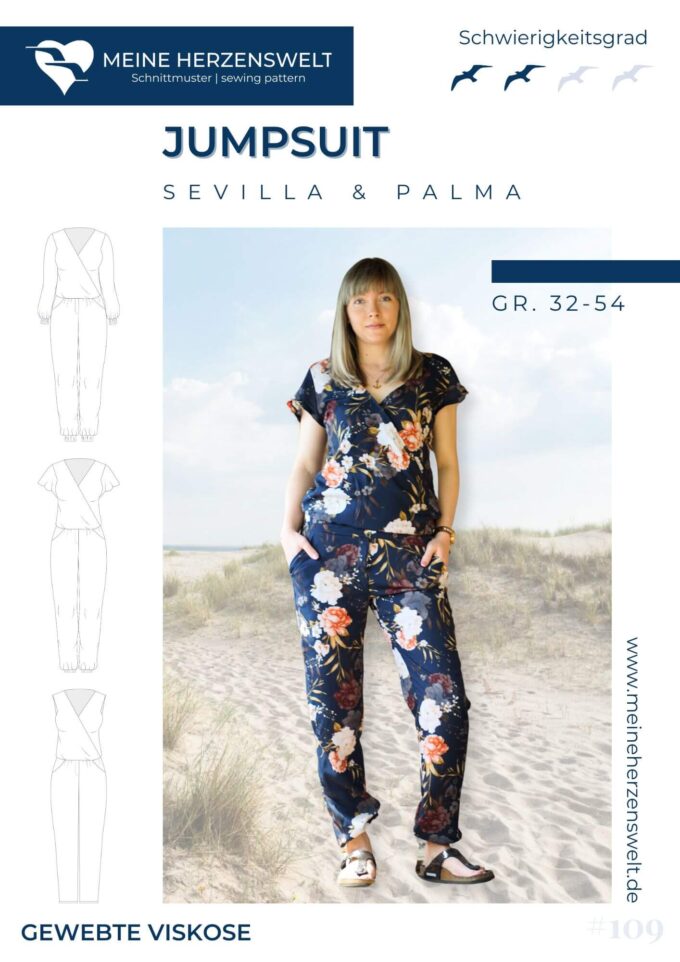 S109 Titelbild Sevilla & Valencia Jumpsuit Overall für Damen Schnittmuster Nähen Meine Herzenswelt