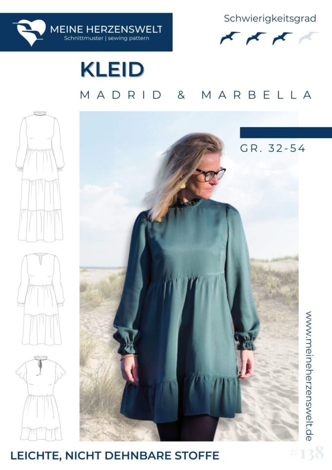 S138 Titelbild Madrid Marbella Kleid Damen Schnittmuster Nähen Meine Herzenswelt