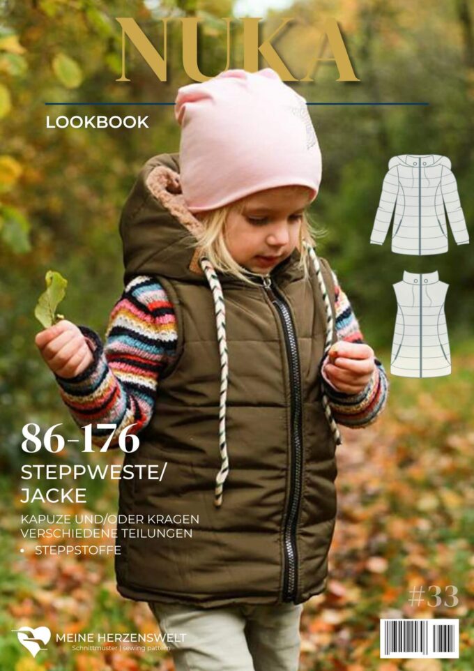 L033 Lookbook Nuka Schnittmuster Steppjacke Steppweste Kinder Nähen Meine Herzenswelt