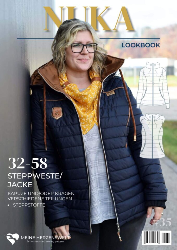 L035 Lookbook Nuka Schnittmuster Steppjacke Steppweste Damen Nähen Meine Herzenswelt