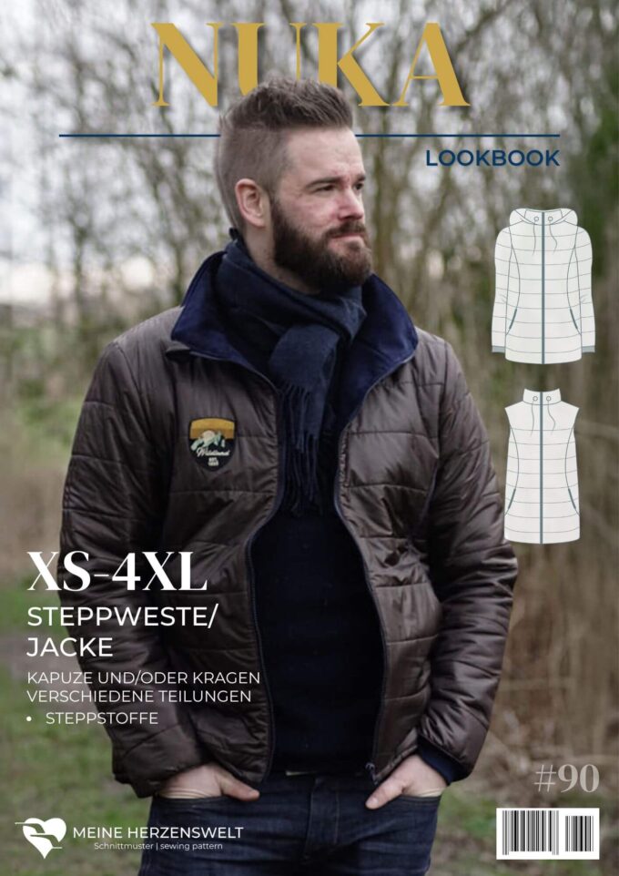 L090 Lookbook Nuka Schnittmuster Steppjacke Steppweste Herren Nähen Meine Herzenswelt