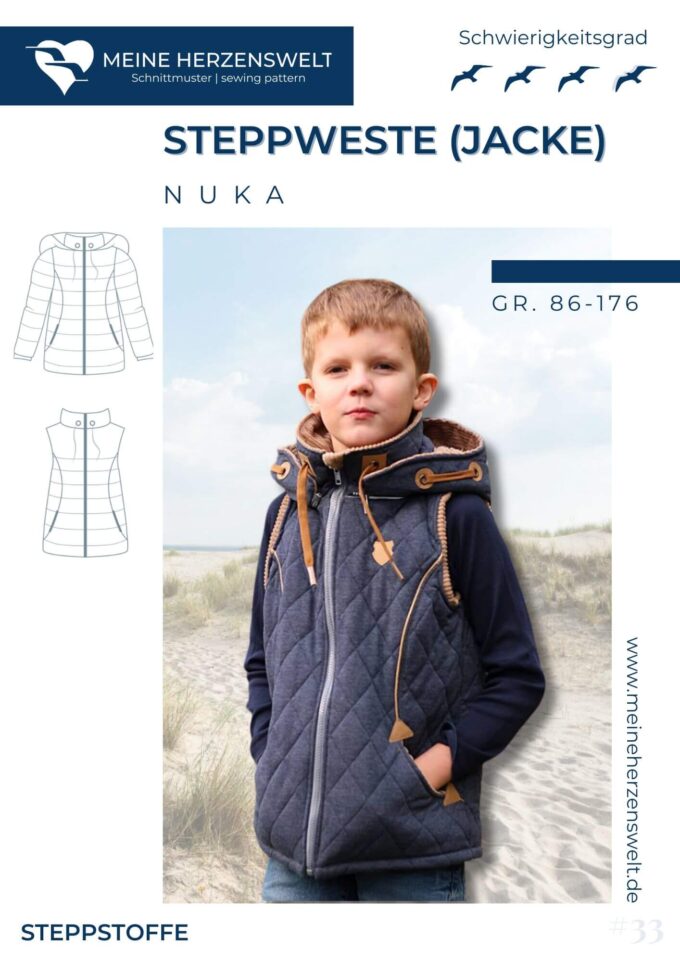 S033 Titelbild Nuka Steppweste Steppjacke für Kinder Schnittmuster Nähen Meine Herzenswelt