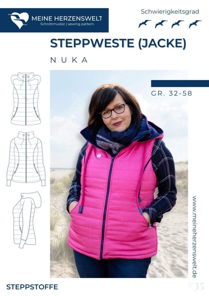 S035 Titelbild Nuka Steppweste Steppjacke für Damen Schnittmuster Nähen Meine Herzenswelt