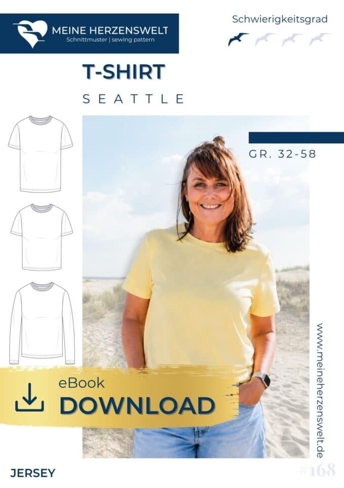 E168 Titelbild mein Seattle Tshirt Damen Schnittmuster Nähen Meine Herzenswelt