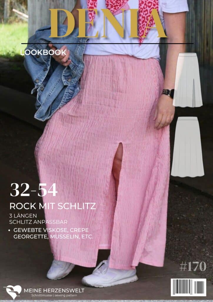L170 Lookbook Denia Schnittmuster Rock mit Schlitz für Damen Nähen Meine Herzenswelt
