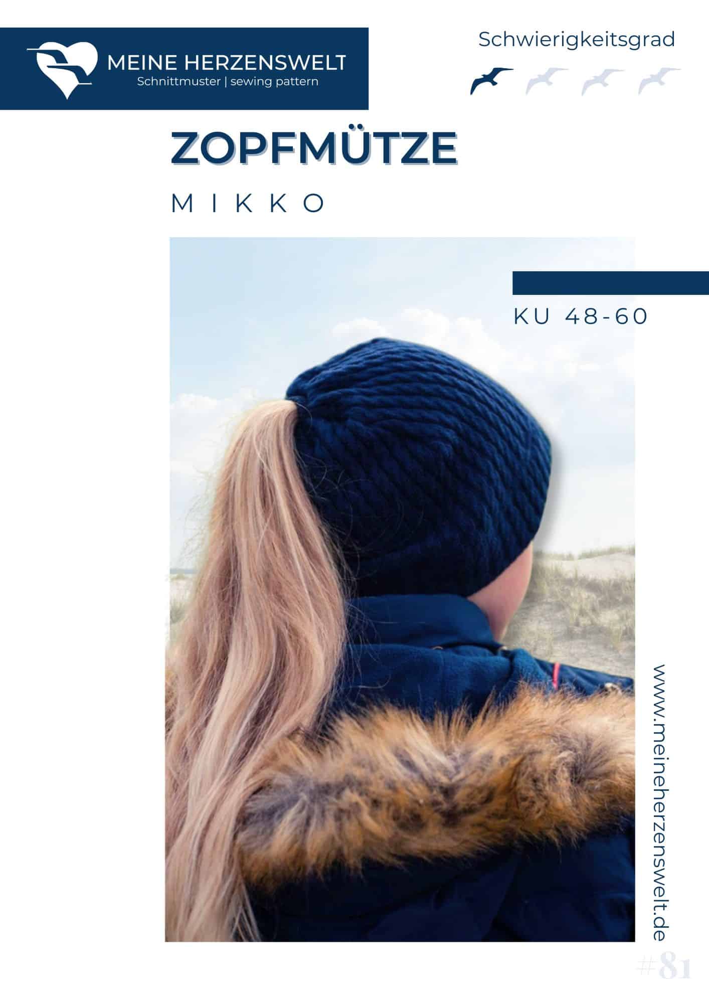 S081 Titelbild Freebook Zopfmütze Mikko kostenloses Schnittmuster Mütze Beanie Meine Herzenswelt