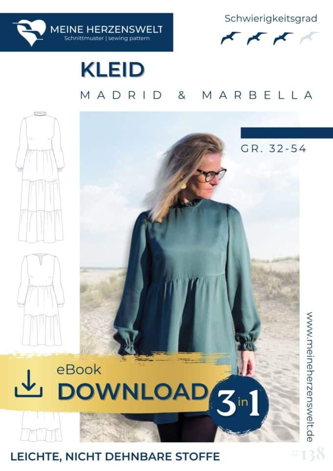 E138 Titelbild Madrid Marbella Kleid Damen Schnittmuster Nähen Meine Herzenswelt