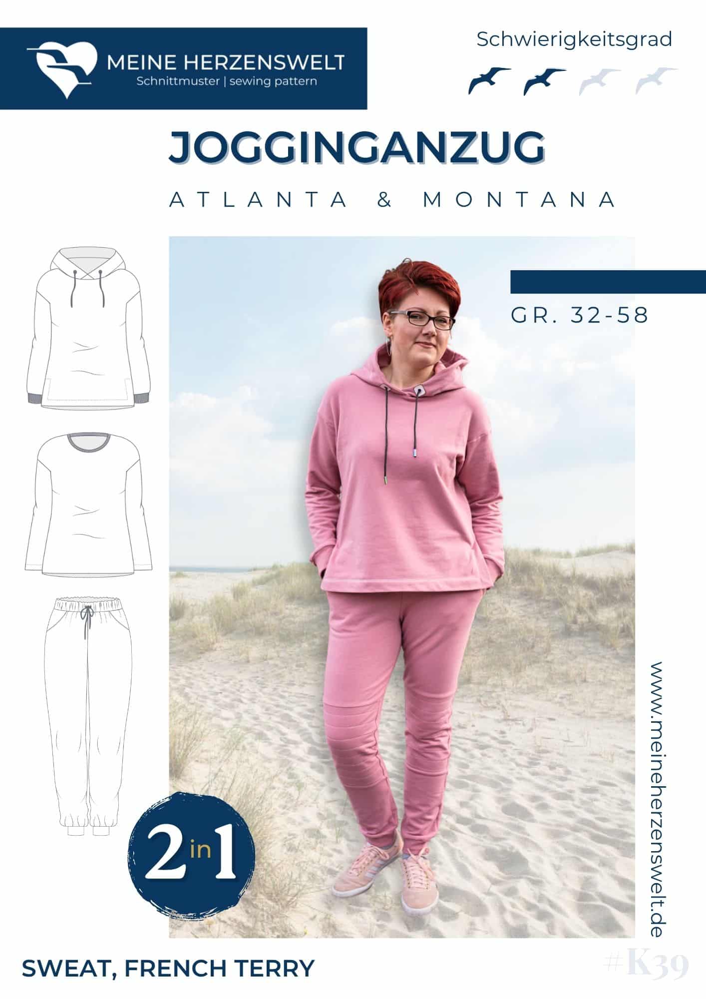 K039 Titelbild Jogginganzug Hoodie Jogginghose Damen Schnittmuster Nähen Meine Herzenswelt