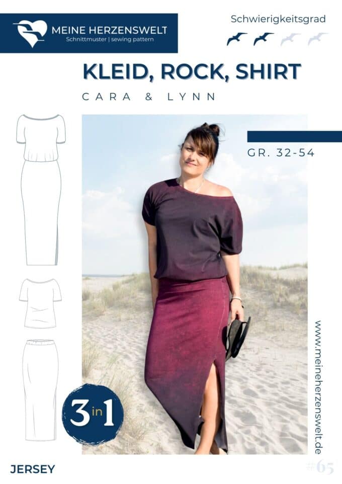 S065 Titelbild Cara & Lynn Kleid Jerseykleid Shirt Rock Schnittmuster Nähen Meine Herzenswelt