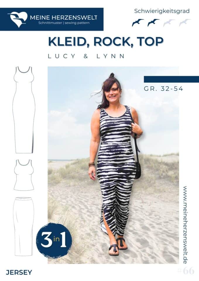 S066 Titelbild Lucy & Lynn Kleid Jerseykleid Top Rock Schnittmuster Nähen Meine Herzenswelt