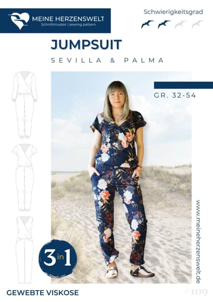S109 Titelbild Sevilla & Valencia Jumpsuit Overall für Damen Schnittmuster Nähen Meine Herzenswelt