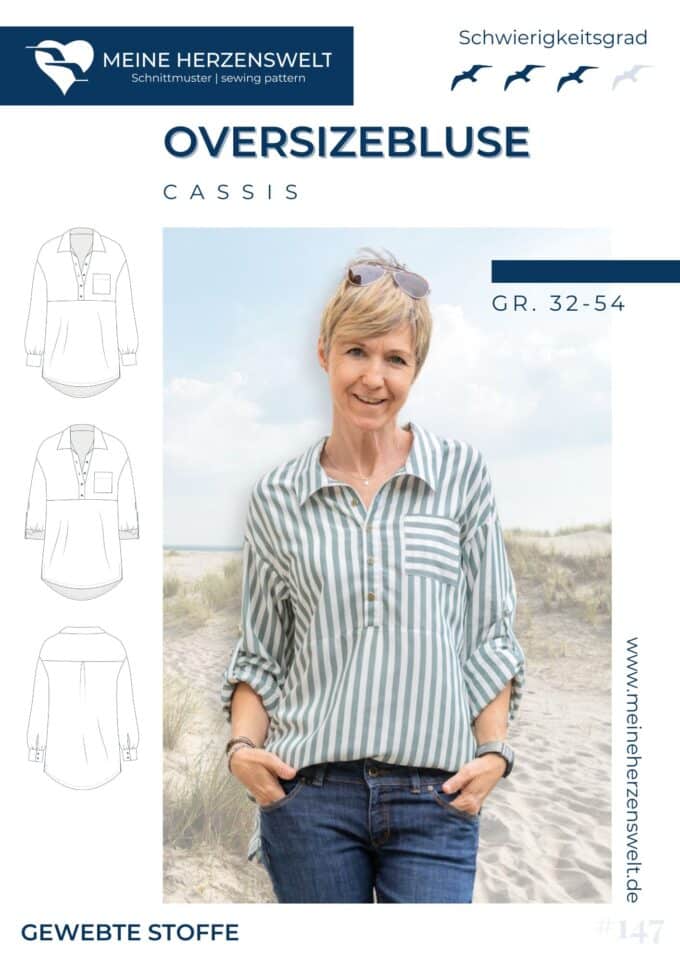 S147 Titelbild Cassis Oversizebluse Schnittmuster Nähen Meine Herzenswelt