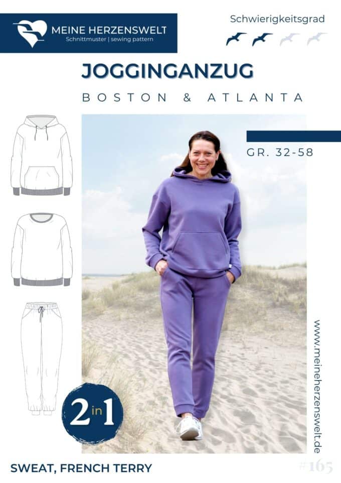 S165 Titelbild Jogginganzug Boston und Atlanta für Damen Schnittmuster Nähen Meine Herzenswelt