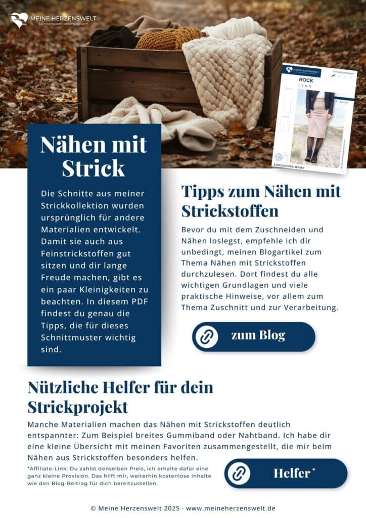 H Lynn Hinweise zur Anleitung Nähen mit Strickstoffen