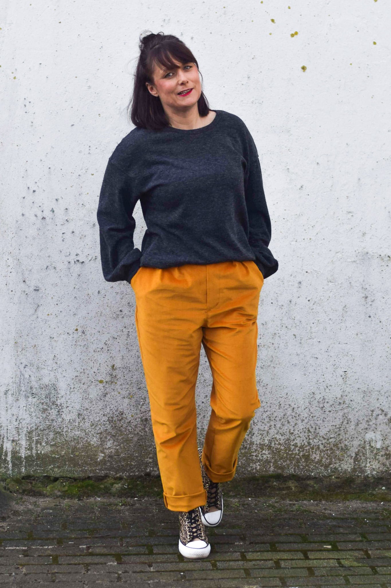 Outfit zum Nähen Kombi Schnittmuster Hose Riga Strickpullover Visby Meine Herzenswelt