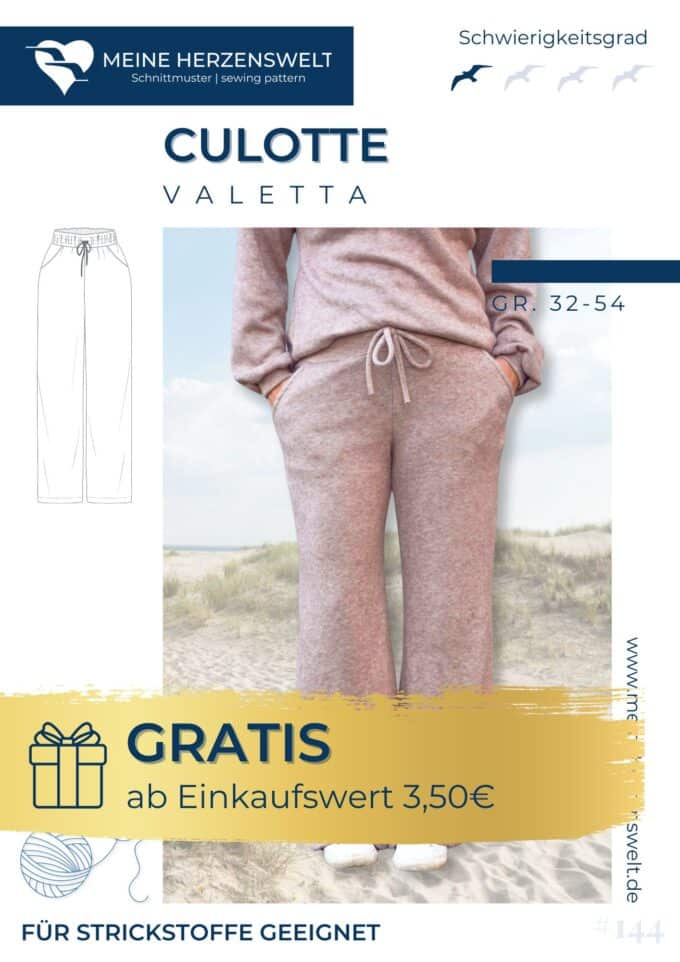 S144 Strick Titelbild Valetta Strickhose Loungehose Homewear Schnittmuster für Strickstoffe nähen Meine Herzenswelt