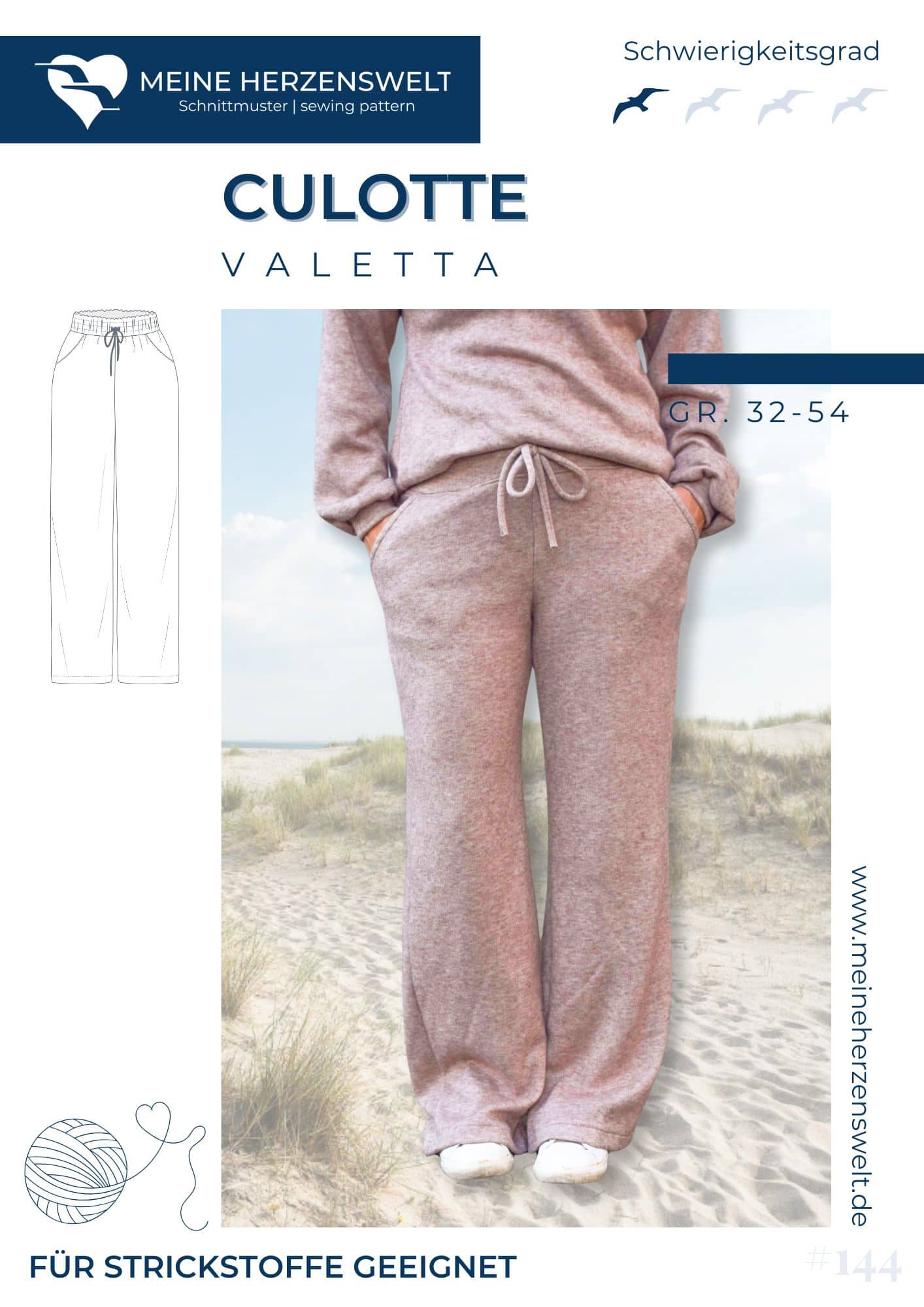 S144 Strick Titelbild Valetta Strickhose Loungehose Homewear Schnittmuster für Strickstoffe nähen Meine Herzenswelt