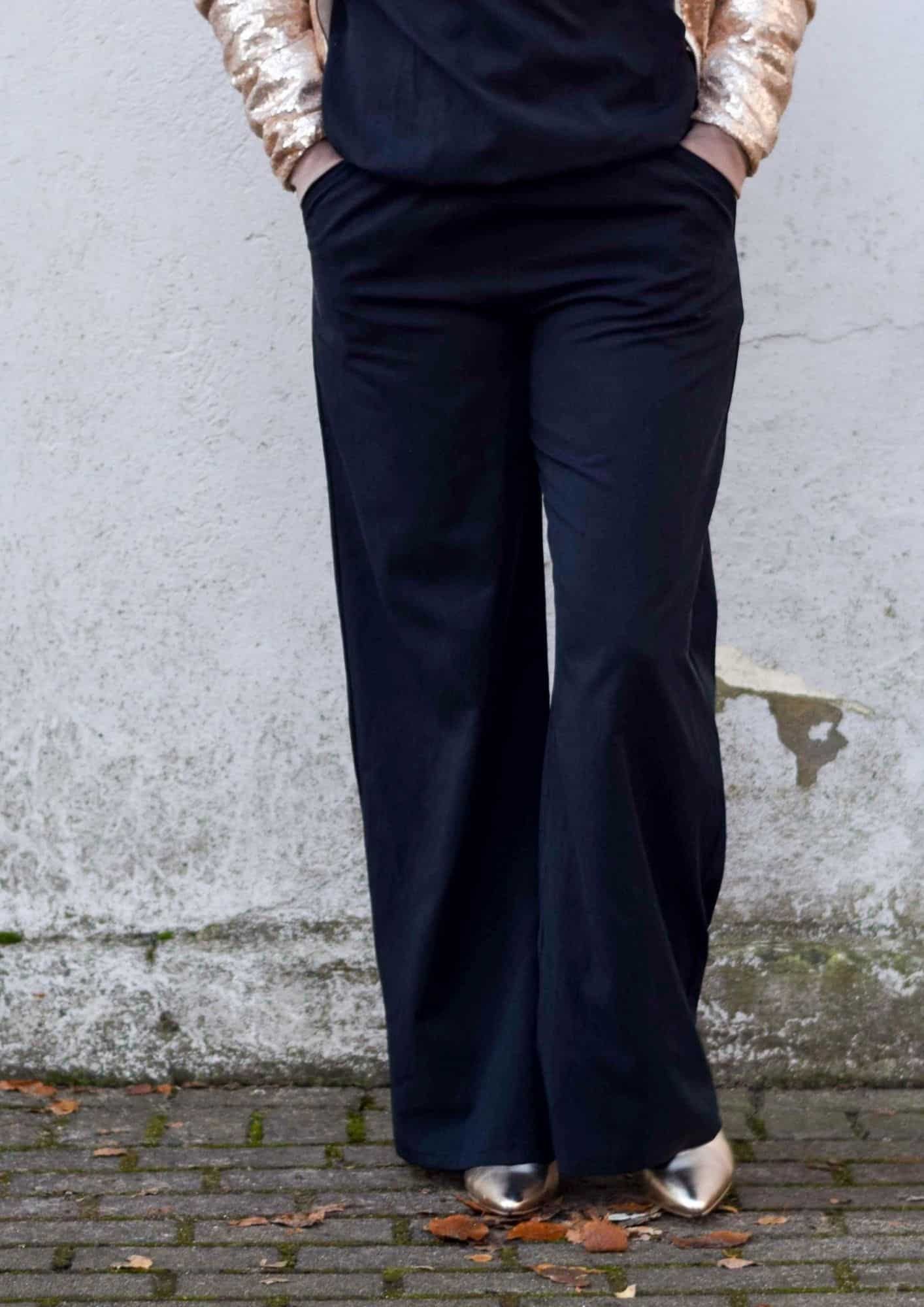 festliches Outfit nähen Schnittmuster Culotte, Bluse, Pailletten Blouson Meine Herzenswelt (2)