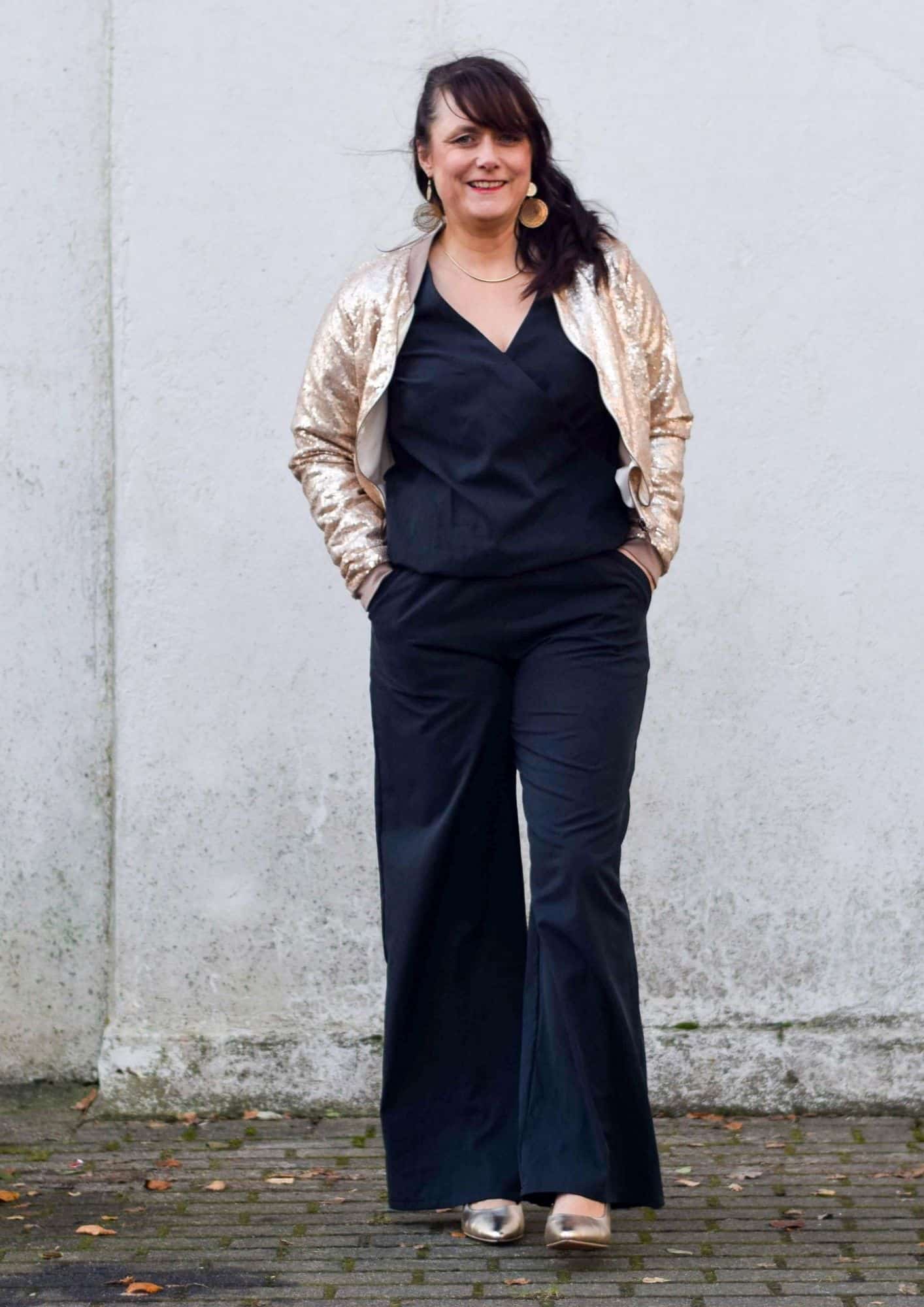 festliches Outfit nähen Schnittmuster Culotte, Bluse, Pailletten Blouson Meine Herzenswelt (5)