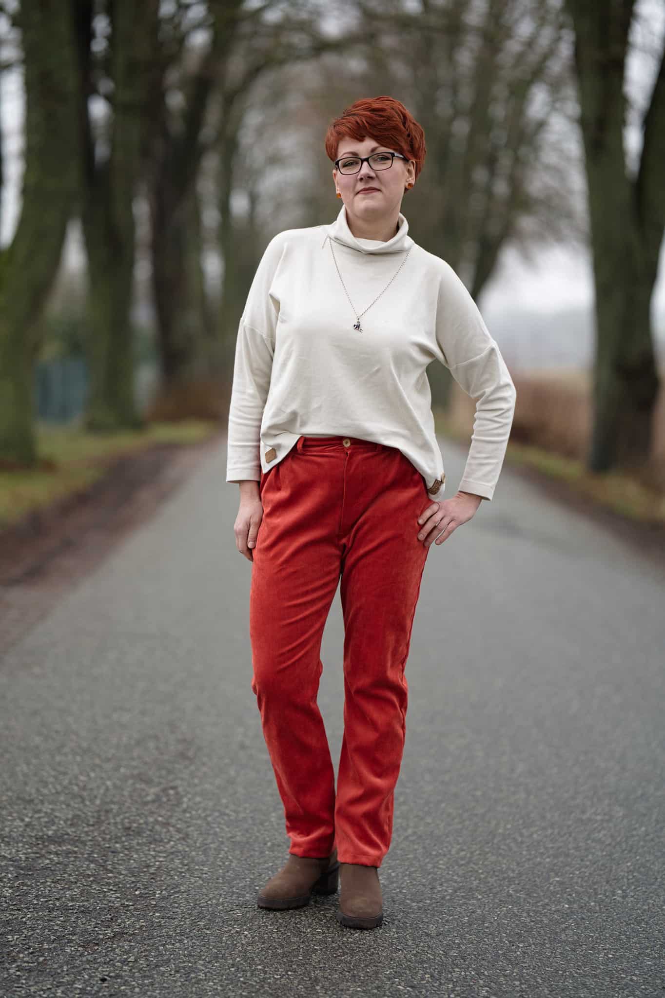 Outfit zum Nähen Kombi Schnittmuster Hose Riga Strickpullover Visby Meine Herzenswelt karolin trojak