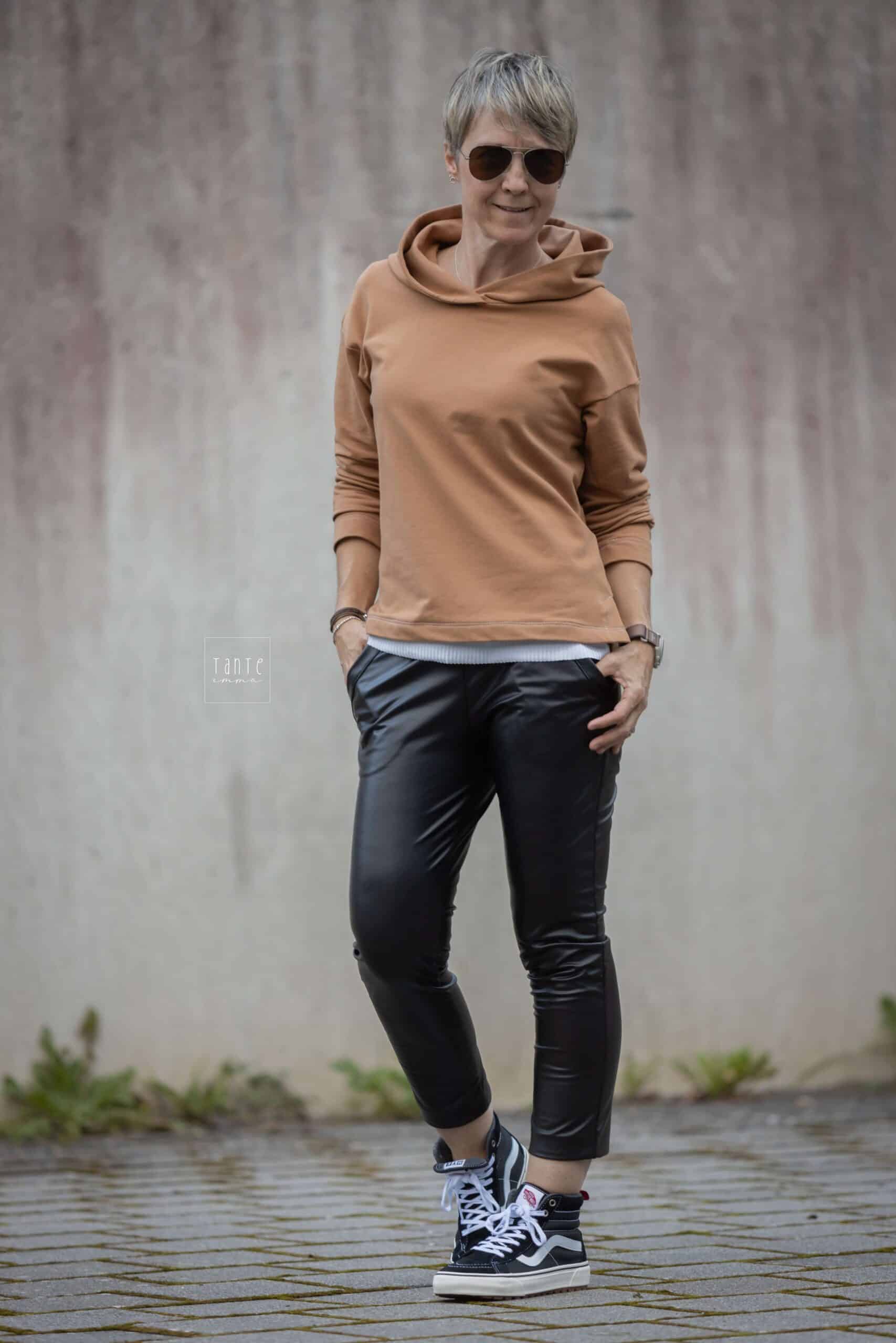 Outfit zum Nähen Kombi Schnittmuster Hose Jill Lederleggings Hoodie Montana Meine Herzenswelt - tanteemma