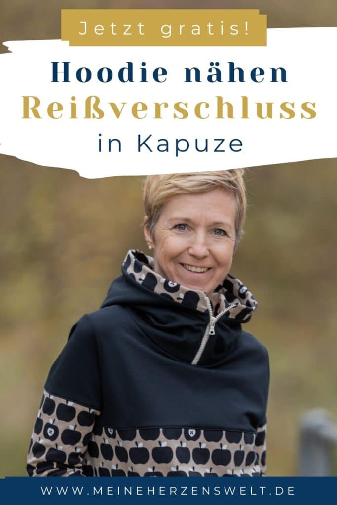 Kapuze mit Reißverschluss nähen kostenloses Tutorial Hoodie Hack Meine Herzenswelt (6)