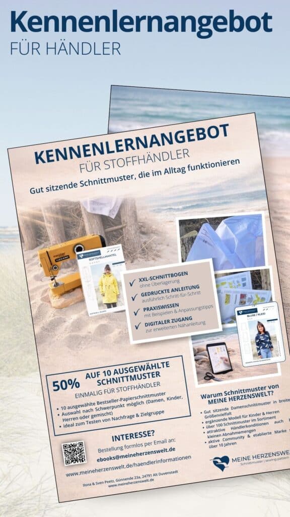 Papierschnittmuster für Stoffläden Bestellformular für Händler Meine Herzenswelt