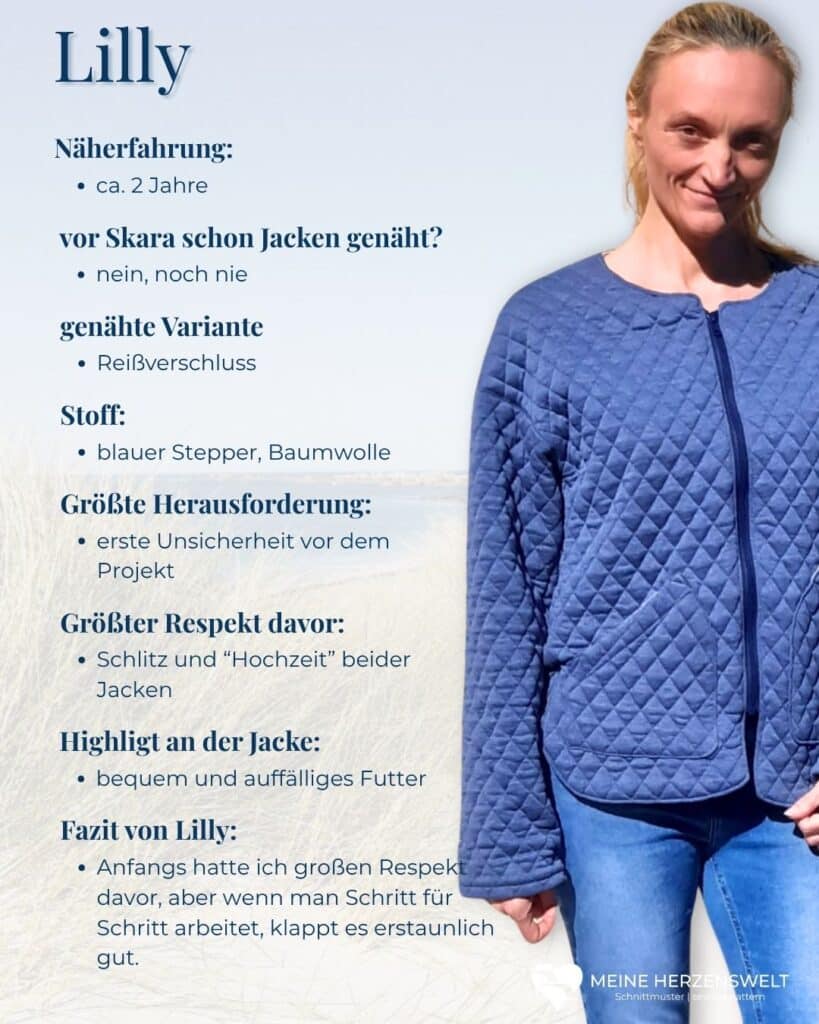 26 16 Lilly Steckbriefe Skara Jacke nähen für Anfänger Schnittmuster Steppjacke Meine Herzenswelt