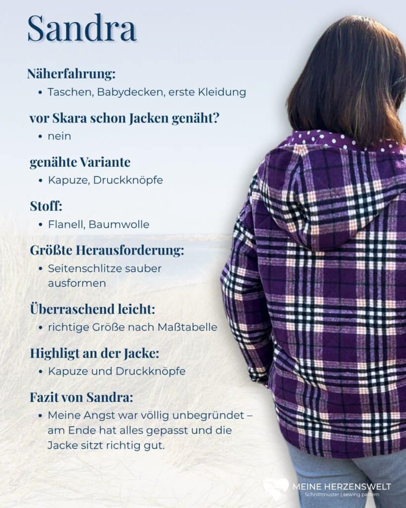 26 16 Sandra USteckbriefe Skara Jacke nähen für Anfänger Schnittmuster Steppjacke Meine Herzenswelt