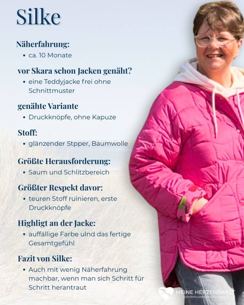 26 16 Silke Steckbriefe Skara Jacke nähen für Anfänger Schnittmuster Steppjacke Meine Herzenswelt